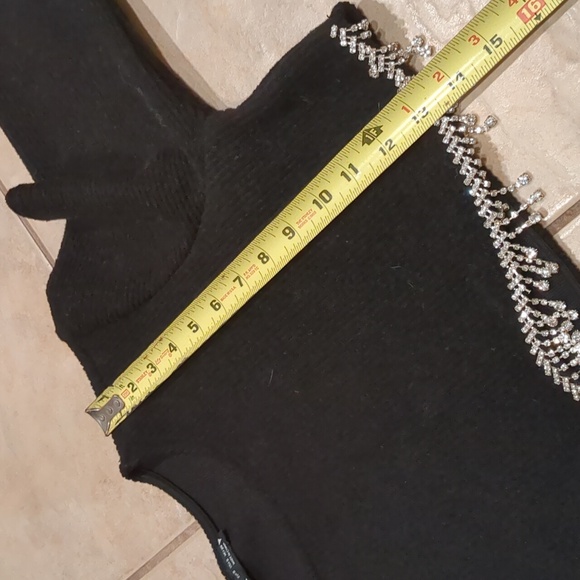 Zara Black Rhinestone Hem Cropped Blouse SizeSmall - Picture 4 of 5